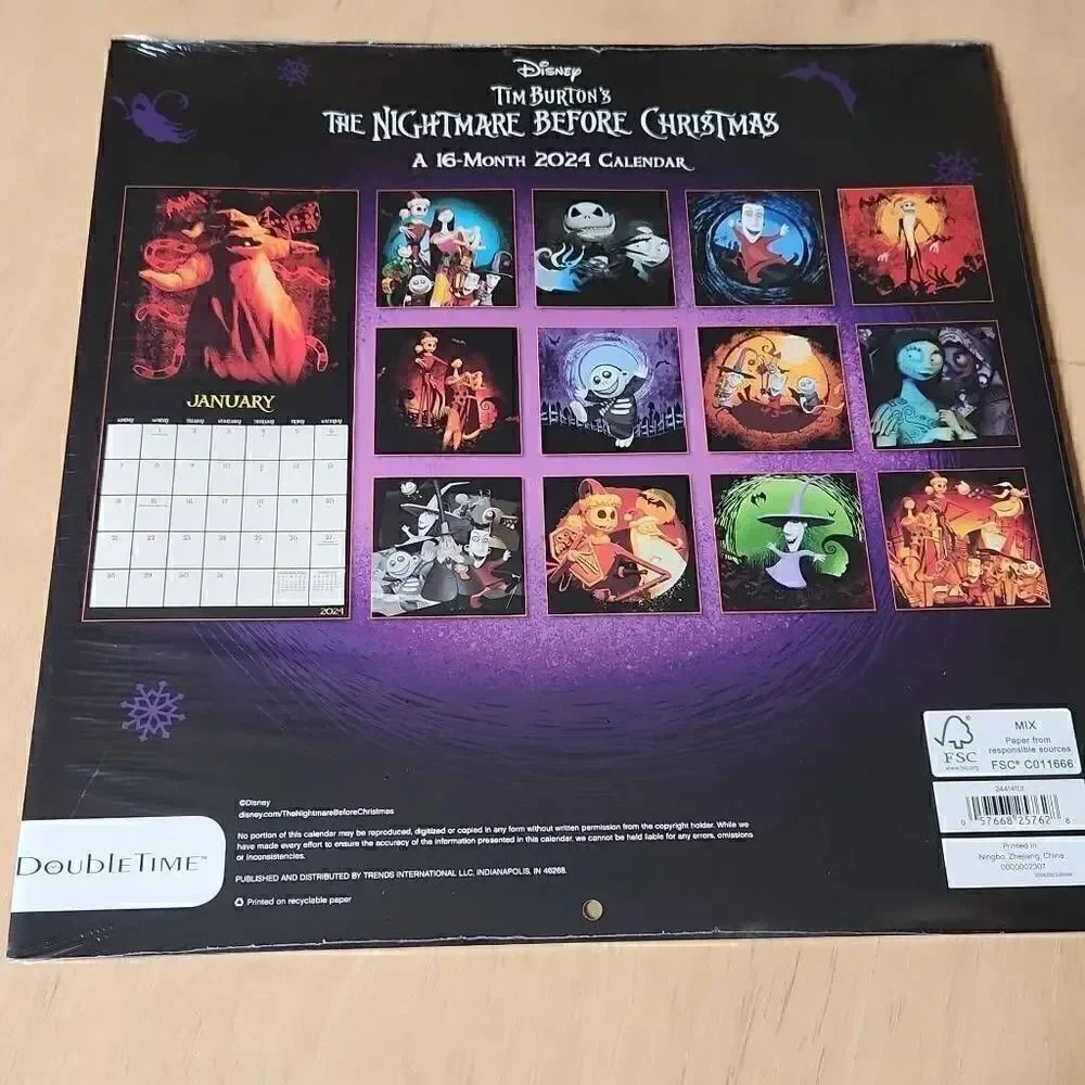 Disney Tim Burton's The Nightmare before Christmas 16 month 2024 calendar